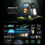 Ulefone Armor 33 耐用手機，12GB+512GB，6.95 吋 Android 15 MediaTek Helio G100 八核心，網路：4G，OTG，NFC，LED 燈，Armor 33
