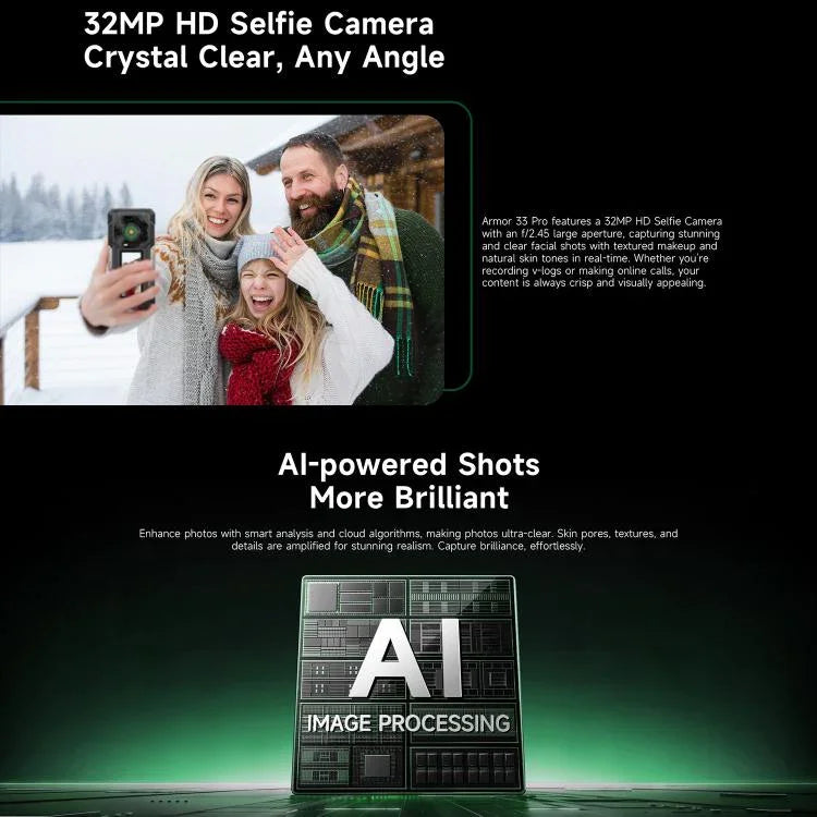 Ulefone Armor 33 Pro 耐用手機，16GB+512GB，夜視，6.95 吋 + 3.4 吋 雙螢幕 Android 14 MediaTek Dimensity 7300X 八核心，網路：5G，OTG，NFC，Armor 33 Pro