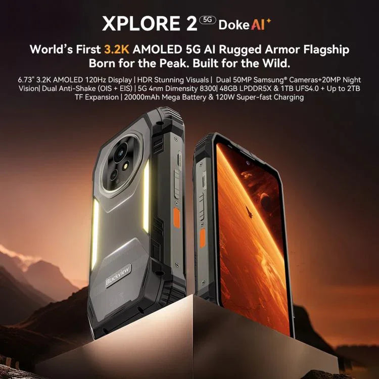 Blackview XPLORE 2，12GB+256GB，6.73 吋 Android 15 Dimensity 8300 MT6897 八核心，網路：5G，OTG，NFC，XPLORE 2，12GB+256GB