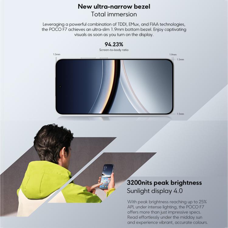 小米 POCO F7 全球版，12GB+256GB，螢幕指紋，6.83 吋 小米 HyperOS 2 Snapdragon 8s Gen 4 八核心，NFC，網路：5G，12GB+256GB