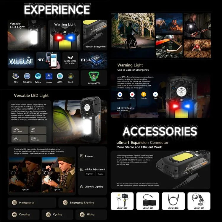 Ulefone Armor 29 Pro 熱感版本堅固型手機，16GB+512GB，夜視，6.67 吋 + 1.04 吋 Android 15 MediaTek Dimensity 7400 八核心，網路：5G，OTG，NFC，Armor 29 Pro 熱感版本