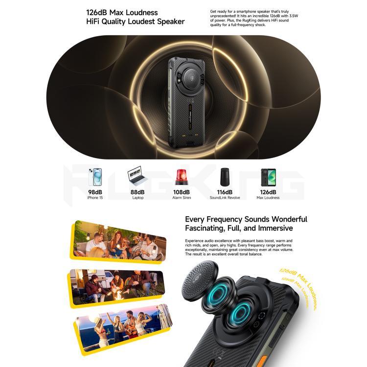 Ulefone RugKing，8GB+256GB，IP68/IP69K 堅固型手機，5.99 吋 Android 15 Unisoc T7255 八核心，網路：4G，NFC，OTG，RugKing，8GB+256GB