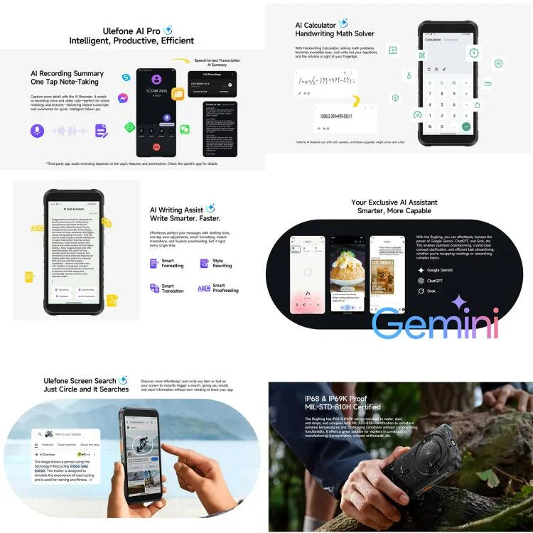 Ulefone RugKing，8GB+256GB，IP68/IP69K 堅固型手機，5.99 吋 Android 15 Unisoc T7255 八核心，網路：4G，NFC，OTG，RugKing，8GB+256GB