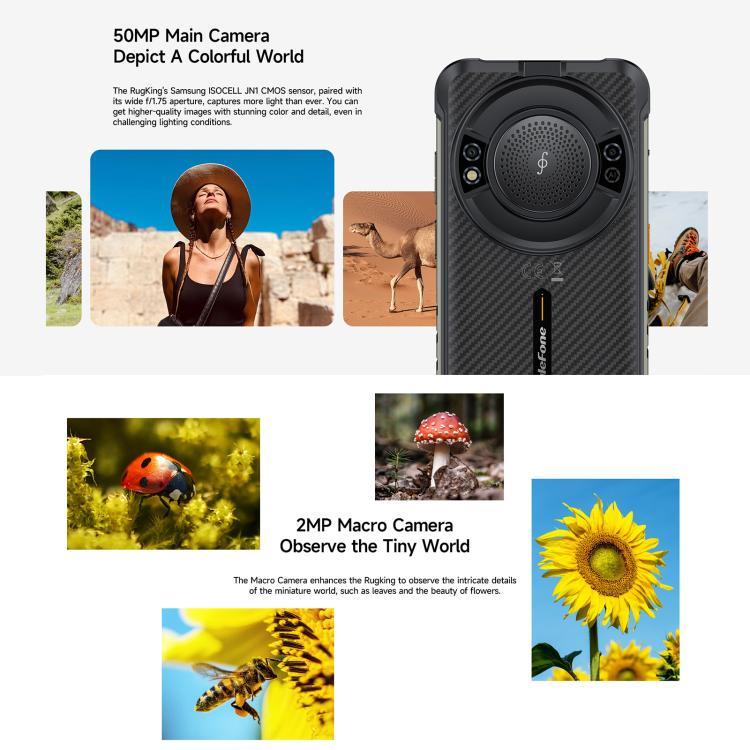 Ulefone RugKing，8GB+256GB，IP68/IP69K 堅固型手機，5.99 吋 Android 15 Unisoc T7255 八核心，網路：4G，NFC，OTG，RugKing，8GB+256GB