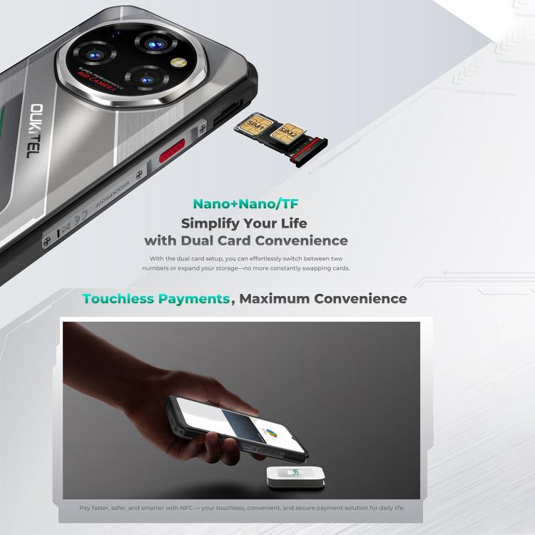 Oukitel WP62 耐用手機，16GB+512GB，108MP 相機，指紋辨識，6.6 吋 Android 15 MediaTek Dimensity 7025 八核心，NFC，OTG，網絡：5G，16GB+512GB