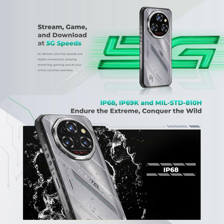 Oukitel WP62 耐用手機，8GB+256GB，108MP 相機，指紋辨識，6.6 吋 Android 15 MediaTek Dimensity 7025 八核心，NFC，OTG，網絡：5G，8GB+256GB