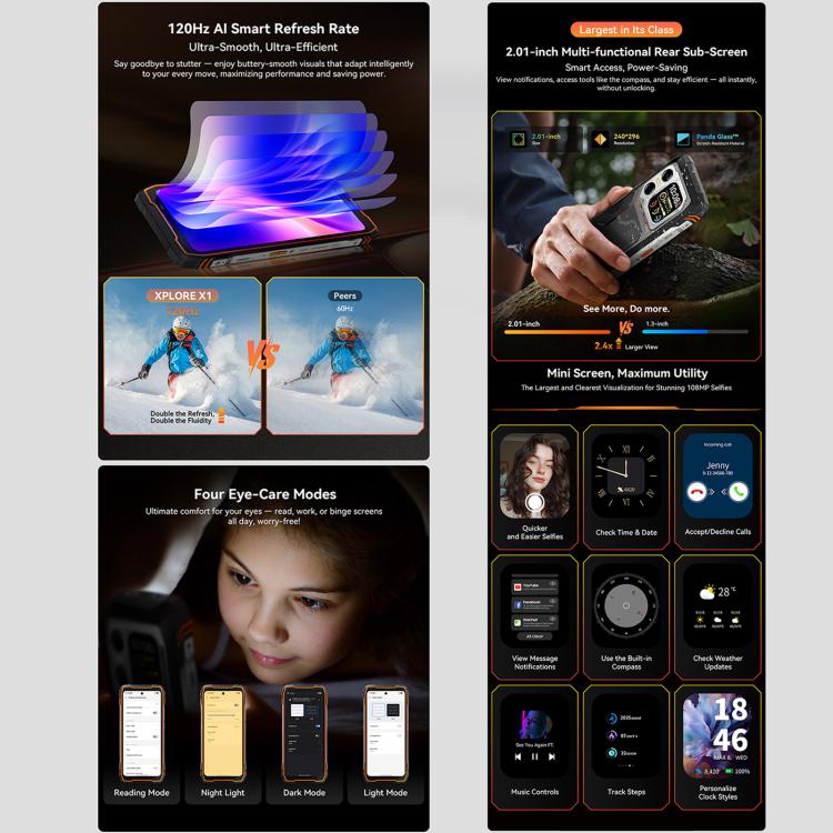 Blackview XPLORE X1，12GB+256GB，6.78 吋 Android 15 Dimensity 7050 MT8791V/HZA 八核心，網路：5G，OTG，NFC，XPLORE X1 12GB+256GB