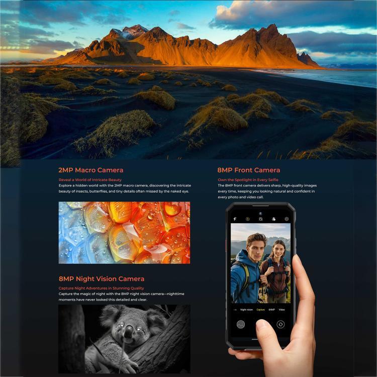 Oukitel WP58 Pro 堅固型手機，8GB+512GB，側邊指紋識別，6.7 吋 Android 15 UMS9621S 八核心，NFC，OTG，網絡：5G，8GB+512GB