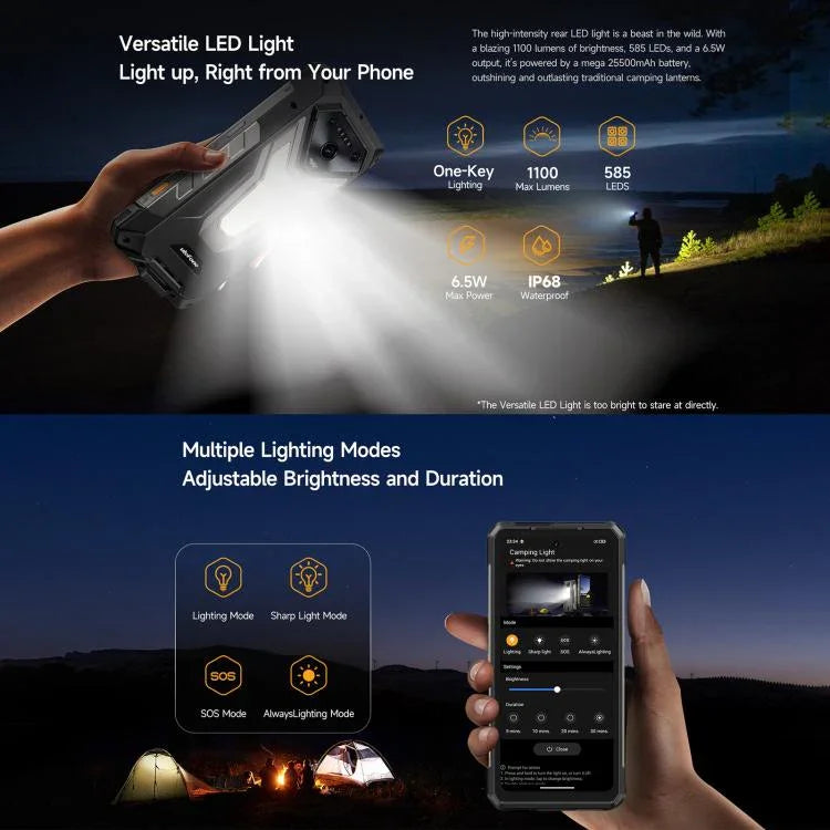 Ulefone Armor 34+，16GB+512GB，夜視，IP68/IP69K 堅固型手機，6.95 吋 Android 15 聯發科天璣 7400X 八核心，網絡：5G，NFC，OTG，Armor 34+