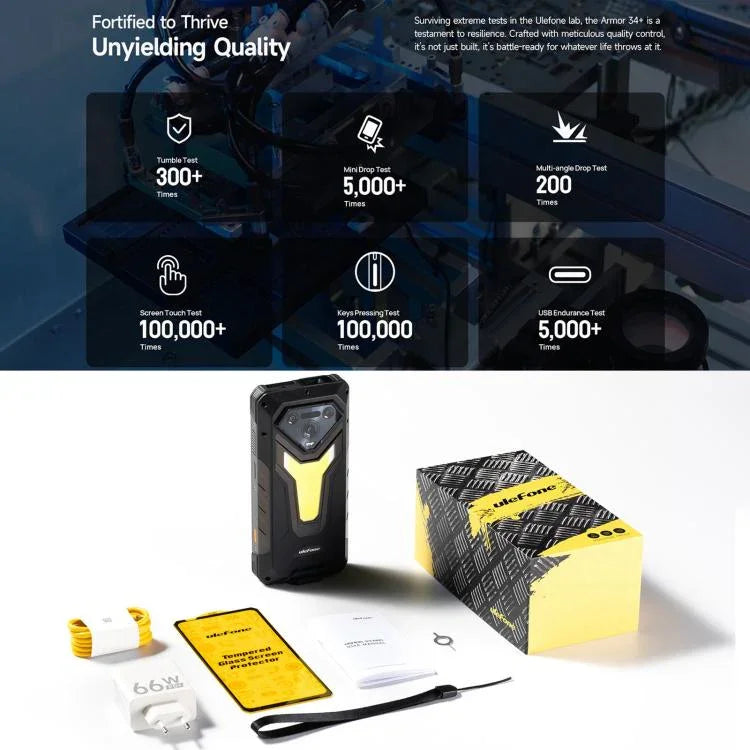 Ulefone Armor 34 Pro+ 投影機，16GB+512GB，夜視，IP68/IP69K 堅固型手機，6.95 吋 Android 15 聯發科天璣 7400X 八核心，網絡：5G，NFC，OTG，Armor 34 Pro+