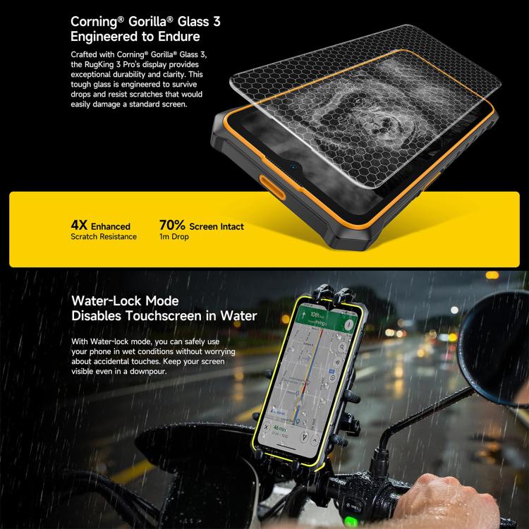 Ulefone RugKing 3 Pro，8GB+128GB，IP68/IP69K 耐用手機，6.56 吋 Android 15 Unisoc T7250 八核心，網路：4G，NFC，OTG，RugKing 3 Pro，RugKing 3 Pro，8GB+128GB