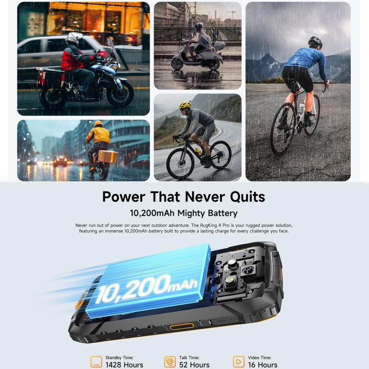 Ulefone RugKing 4 Pro，8GB+256GB，IP68/IP69K 耐用手機，6.56 吋 Android 15 Unisoc T7250 八核心，網路：4G，NFC，OTG，RugKing 4 Pro，RugKing 4 Pro，8GB+256GB