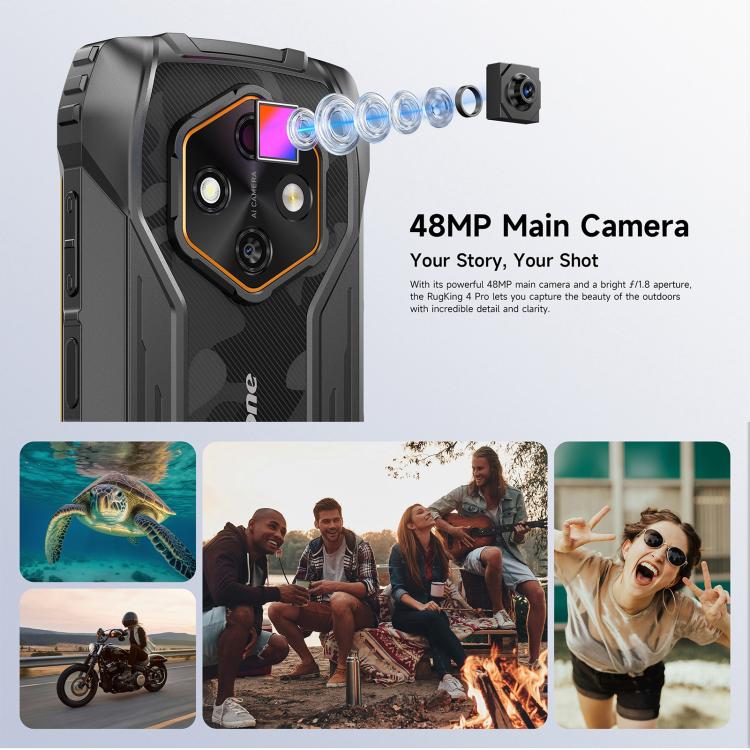 Ulefone RugKing 4 Pro，8GB+256GB，IP68/IP69K 耐用手機，6.56 吋 Android 15 Unisoc T7250 八核心，網路：4G，NFC，OTG，RugKing 4 Pro，RugKing 4 Pro，8GB+256GB
