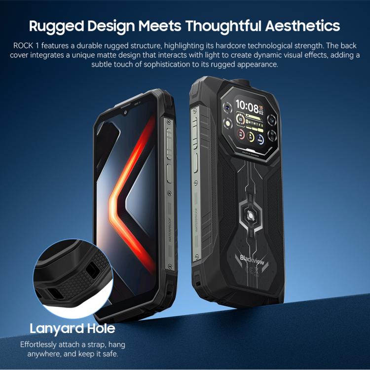 Blackview ROCK 1 耐用手機，8GB+256GB，6.56 吋 Android 16 MT6769V/CB Helio G81 八核心，網路：4G，OTG，NFC，ROCK 1 8GB+256GB