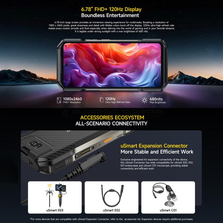 Ulefone Armor 27T+ 堅固型手機，12GB+256GB，熱成像儀，夜視，10600mAh，6.78 吋 Android 14，MediaTek Helio G99 八核心，網路：4G，NFC，OTG，Armor 27T+