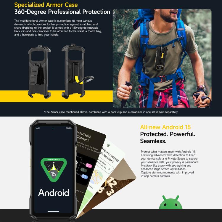 Ulefone Armor 27T+ 堅固型手機，12GB+256GB，熱成像儀，夜視，10600mAh，6.78 吋 Android 14，MediaTek Helio G99 八核心，網路：4G，NFC，OTG，Armor 27T+