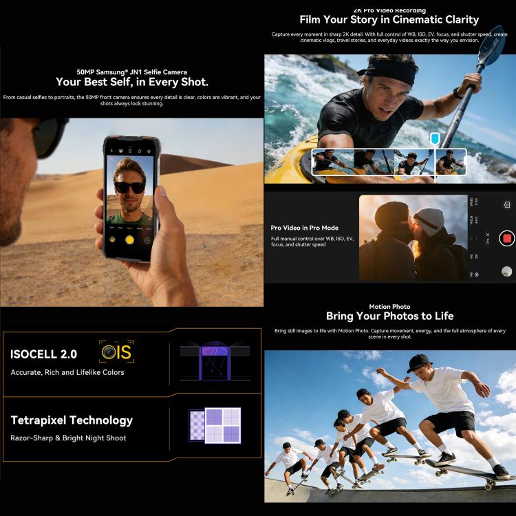 Blackview ROCK 3 耐用手機，熱成像儀，8GB+256GB，6.78 吋 Android 16 MT8781 Helio G100 八核心，網路：4G，OTG，NFC
