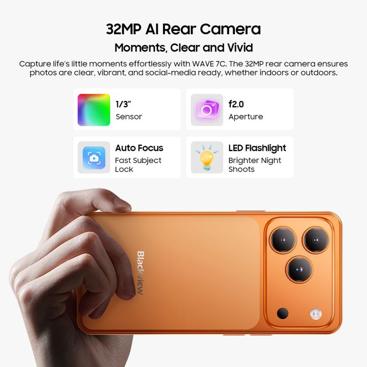 Blackview WAVE 7C，4GB+64GB，6.56 吋 Android 16 Unisoc UMS312 Tiger T310 四核心，網路：4G，OTG，4GB+64GB