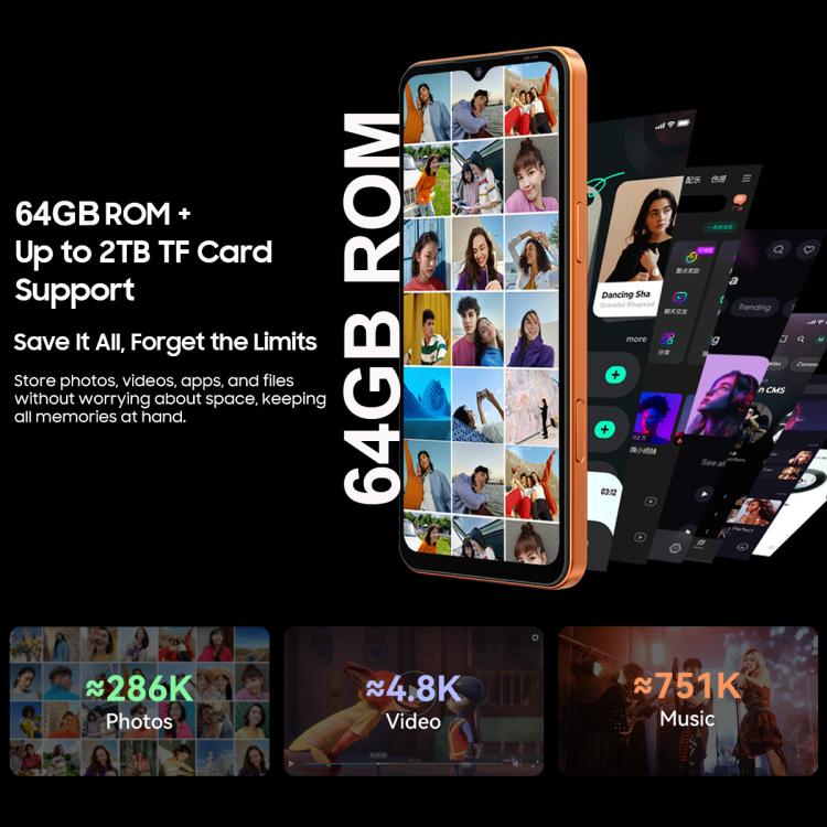 Blackview WAVE 7C，4GB+64GB，6.56 吋 Android 16 Unisoc UMS312 Tiger T310 四核心，網路：4G，OTG，4GB+64GB