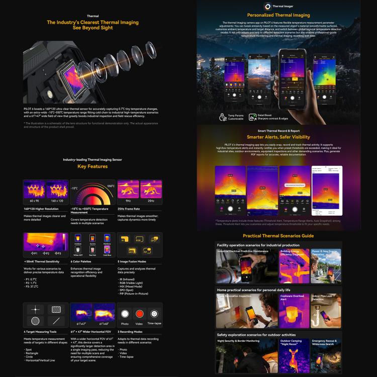 Blackview Oscal Pilot 6 熱感堅固手機，12GB+256GB，夜視相機，6.78 吋 Android 16 MediaTek MT8781 Helio G100 八核心，網路：5G，OTG，NFC