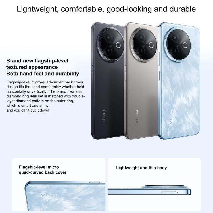 vivo Y300i，12GB+512GB，面部識別 / 側邊指紋，6.68 吋 Android 15 OriginOS 5 Snapdragon 4 Gen 2 八核心，OTG，NFC，網絡：5G，12GB+512GB