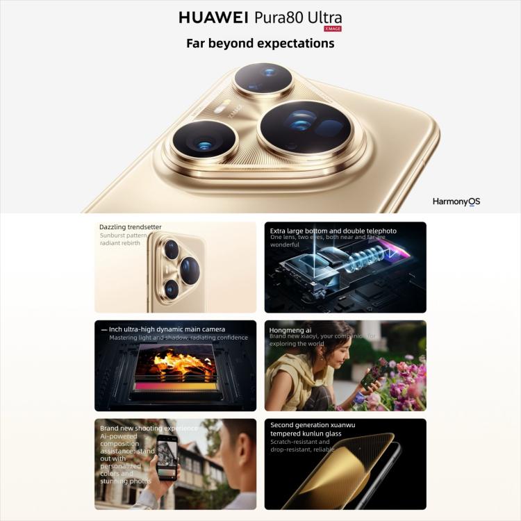 HUAWEI Pura 80 Ultra，16GB+1TB，側邊指紋辨識，6.8 吋 HarmonyOS 5.1，NFC，OTG，不支援 Google Play，16GB+1TB