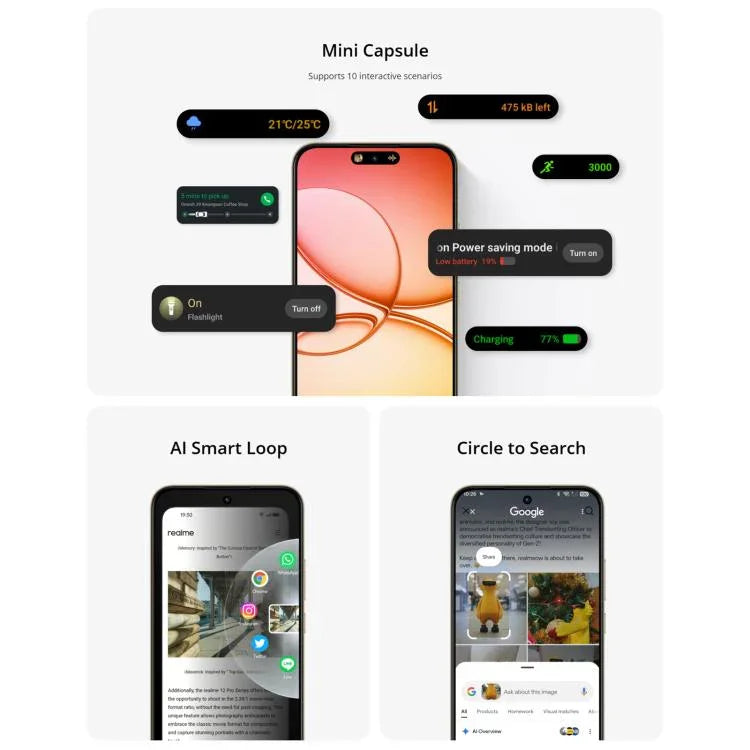 Realme 15T, 8GB+256GB, Screen Fingerprint Identification, 6.57 inch Realme UI 6.0 Android 15 MediaTek Dimensity 6400 Max Octa Core, NFC, Network: 5G, 8GB+256GB