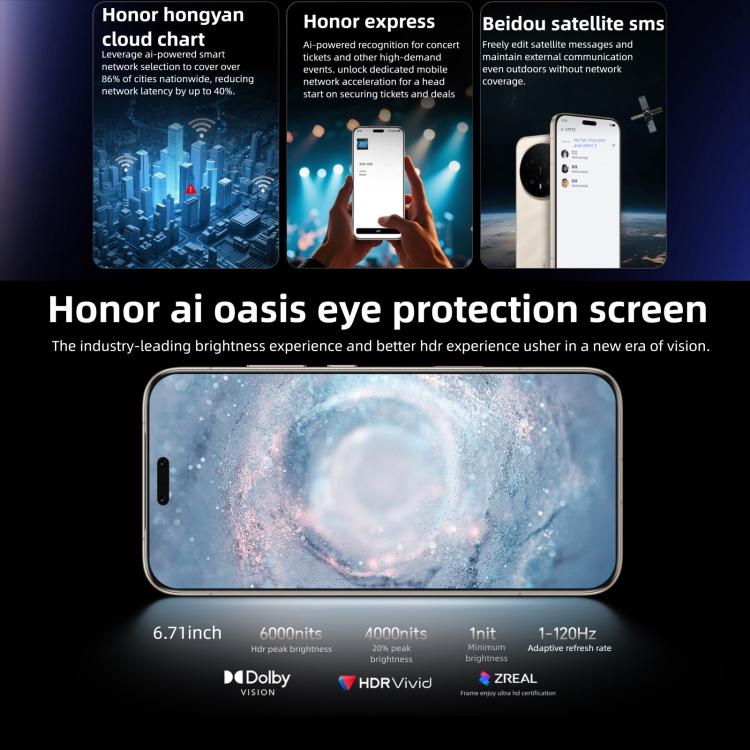 Honor Magic8 Pro，12GB+256GB，螢幕指紋，6.71 吋 MagicOS 10.0 / Android 16 Snapdragon 8 Elite 第五代八核心，網路：5G，NFC，OTG，12GB+256GB