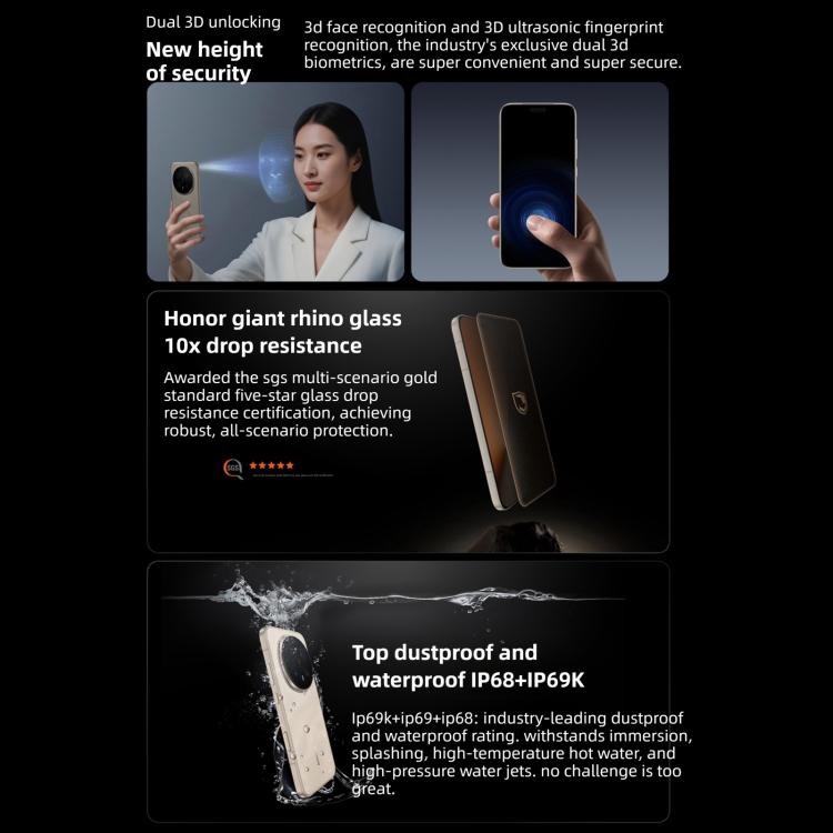 Honor Magic8 Pro，12GB+256GB，螢幕指紋，6.71 吋 MagicOS 10.0 / Android 16 Snapdragon 8 Elite 第五代八核心，網路：5G，NFC，OTG，12GB+256GB