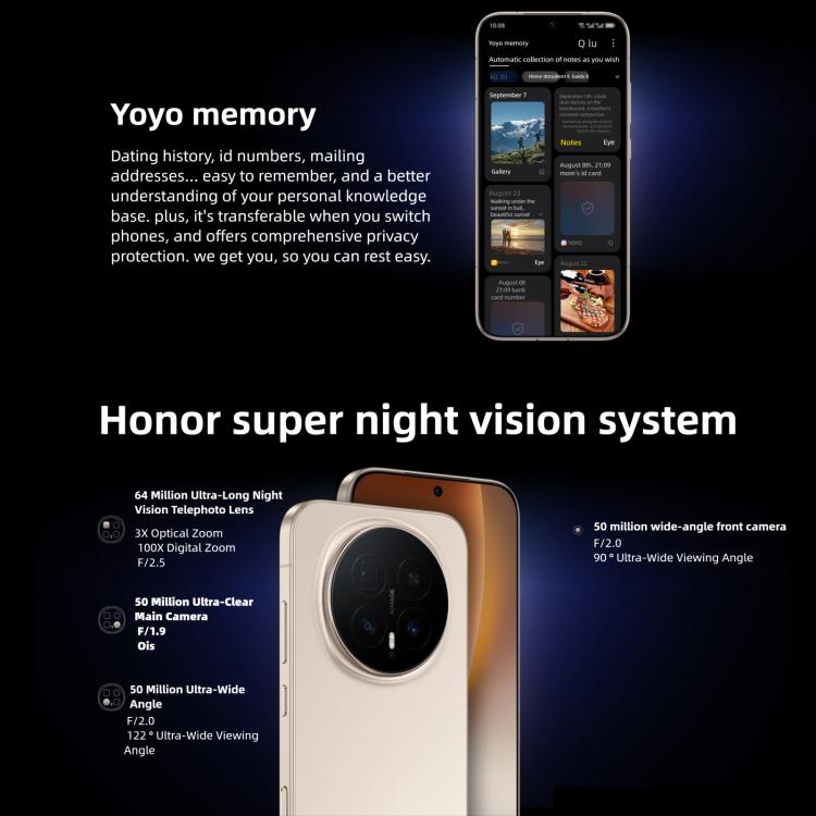 Honor Magic8 Pro，16GB+1TB，螢幕指紋，6.71 吋 MagicOS 10.0 / Android 16 Snapdragon 8 Elite 第五代八核心，網絡：5G，NFC，OTG，16GB+1TB