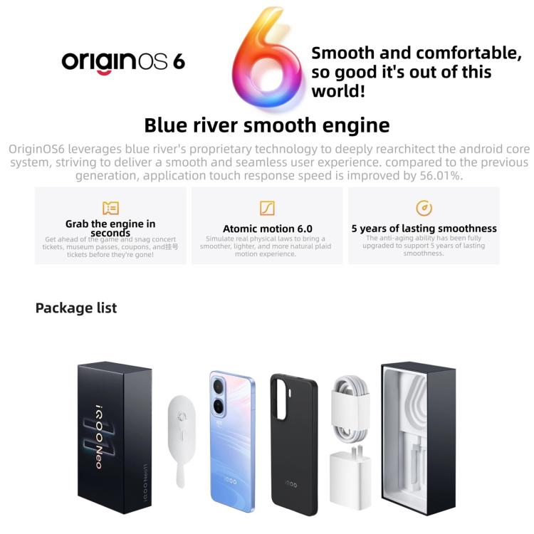 vivo iQOO Neo11，16GB+256GB，面部識別 / 螢幕指紋識別，6.82 吋 Android 16 OriginOS 6 Snapdragon 8 Elite 八核心，OTG，NFC，網路：5G，iQOO Neo11，16GB+256GB