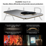HUAWEI Mate 70 Air，16GB+256GB，側邊指紋識別，7 吋 HarmonyOS 5.1 Kirin 9020B，NFC，OTG，不支援 Google Play，16GB+256GB