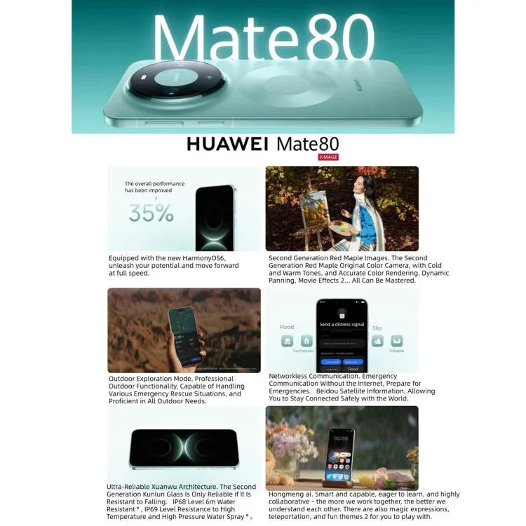 HUAWEI Mate 80，12GB+256GB，側邊指紋辨識，6.75 吋 HarmonyOS 6.0 Kirin 9020，NFC，OTG，不支援 Google Play，12GB+256GB