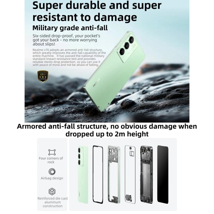 Realme V70，6GB+128GB，6.67 吋 Realme UI 6.0 Android 15 Dimensity 6300 5G 八核心，網路：5G，6GB+128GB