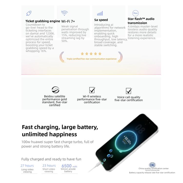 Huawei nova 15 Pro，崑崙玻璃，12GB+256GB，側邊指紋辨識，6.84 吋 HarmonyOS 6.0 麒麟 9010S 八核心，NFC，OTG，不支援 Google Play，崑崙玻璃，12GB+256GB