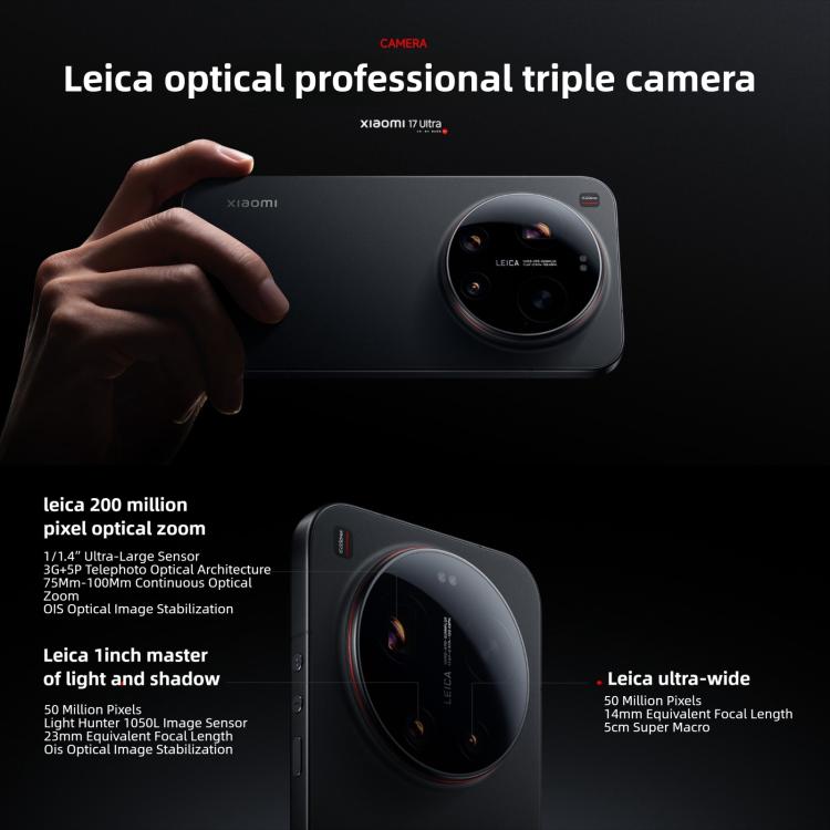 小米 17 Ultra，16GB+1TB，3D 超聲波指紋，6.9 吋 小米 HyperOS 3 Snapdragon 8 Elite 第五代八核心，NFC，網絡：5G，16GB+1TB