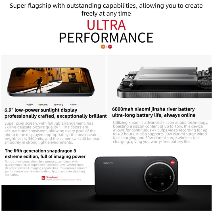 小米 17 Ultra By Leica，16GB+512GB，3D 超聲波指紋，6.9 吋 小米 HyperOS 3 Snapdragon 8 Elite 第五代八核心，NFC，網絡：5G，By Leica，16GB+512GB