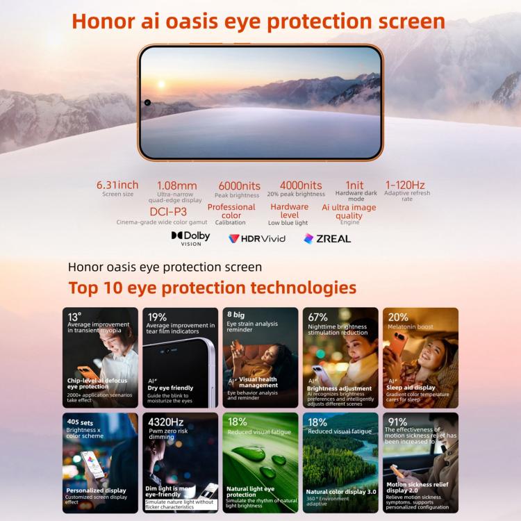 Honor Magic8 Pro Air，16GB+512GB，螢幕指紋，6.31 吋 MagicOS 10.0 / Android 16，Dimensity 9500 八核心，網路：5G，NFC，OTG，16GB+512GB