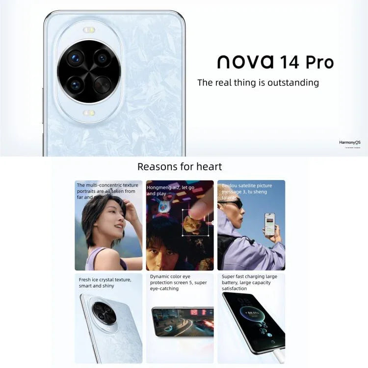 Huawei nova 14 Pro，12GB+512GB，側邊指紋識別，6.78 吋 HarmonyOS 5.0，NFC，OTG，不支援 Google Play，12GB+512GB，nova 14 Pro，12GB+512GB