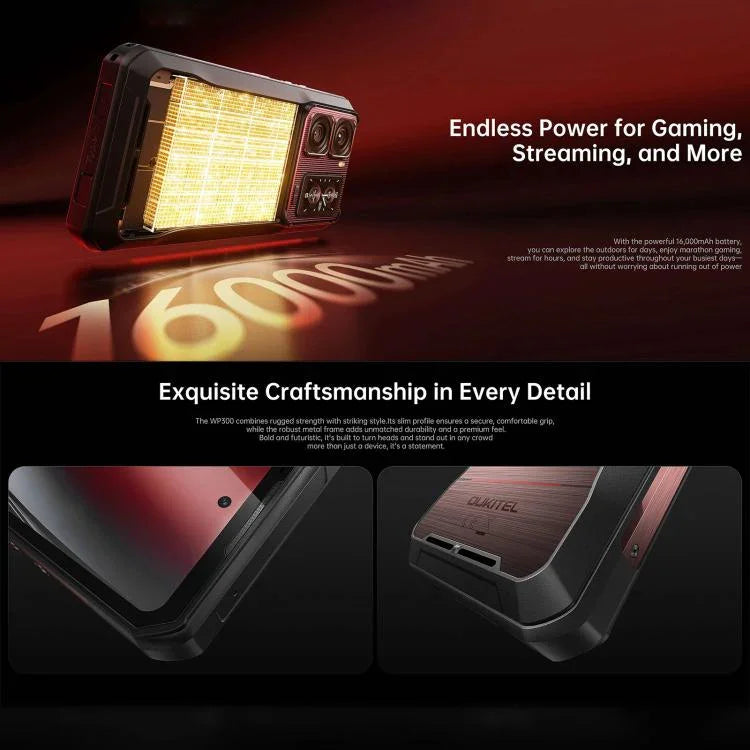 Oukitel WP300 耐用手機附手錶，12GB+512GB，6.8 吋 Android 15 MediaTek Dimensity 7050 八核心，NFC，OTG，網路：5G