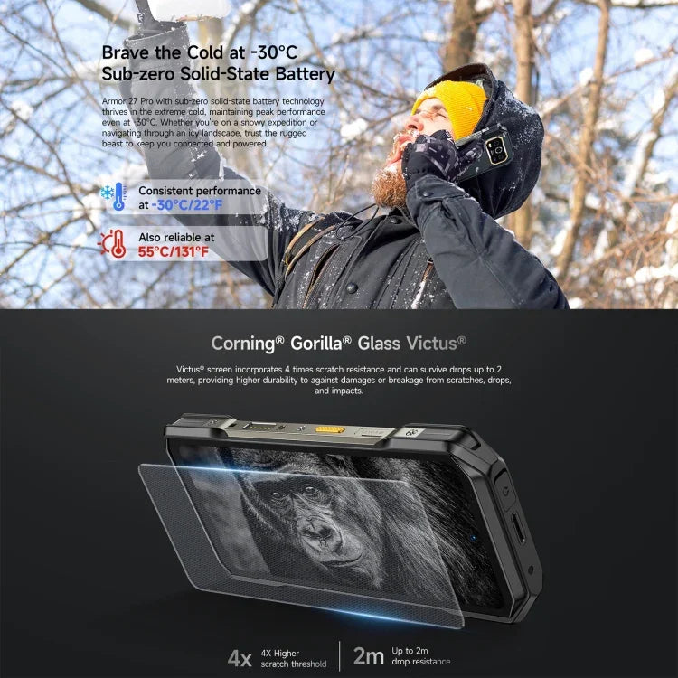 Ulefone Armor 27 Pro 堅固型手機，12GB+256GB，夜視，10600mAh，6.78 吋 Android 14 MediaTek Dimensity 6300 八核心，網路：5G，NFC，Armor 27 Pro
