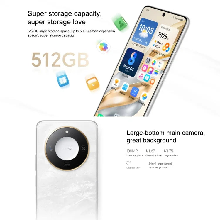 Honor X60，12GB+512GB，側邊指紋，6.8 吋 MagicOS 8.0 Dimensity 7025-Ultra 八核心，網路：5G，OTG，不支援 Google Play，12GB+512GB