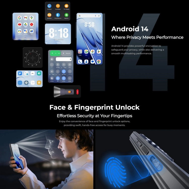 Oukitel WP52 5G 堅固型手機，4GB+256GB，6.6 吋 Android 14.0 MediaTek Dimensity 6100+ 八核心 3.0GHz，NFC，OTG，網路：5G，WP52