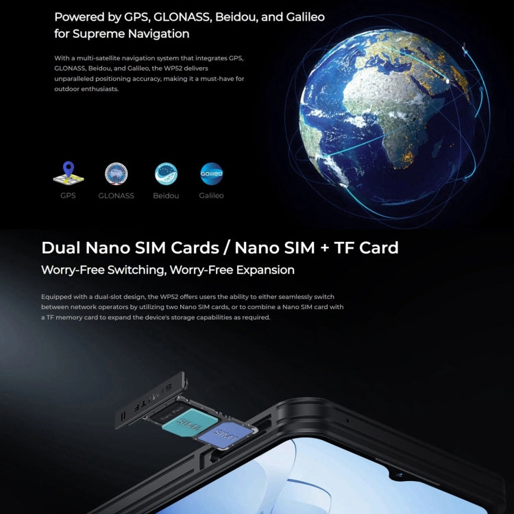 Oukitel WP52 5G 堅固型手機，4GB+256GB，6.6 吋 Android 14.0 MediaTek Dimensity 6100+ 八核心 3.0GHz，NFC，OTG，網路：5G，WP52