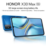 雙後置相機，側邊指紋辨識，5000mAh 電池，7.09 吋 Magic UI 5.0（Android R）Dimensity 900 八核心最高 2.4GHz，網路：5G，NFC，不支援 Google Play，X30 Max 5G 8GB+128GB