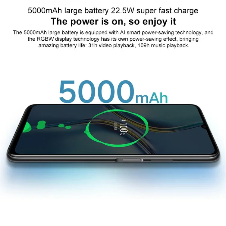雙後置相機，側邊指紋辨識，5000mAh 電池，7.09 吋 Magic UI 5.0（Android R）Dimensity 900 八核心最高 2.4GHz，網路：5G，NFC，不支援 Google Play，X30 Max 5G 8GB+128GB