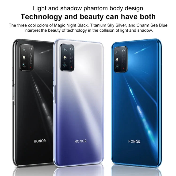雙後置相機，側邊指紋辨識，5000mAh 電池，7.09 吋 Magic UI 5.0（Android R）Dimensity 900 八核心最高 2.4GHz，網路：5G，NFC，不支援 Google Play，X30 Max 5G 8GB+128GB