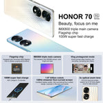 三鏡頭後置，螢幕指紋辨識，6.78 吋 Magic UI 6.1 天璣 9000 八核心最高 3.05GHz，網路：5G，OTG，NFC，不支援 Google Play，Honor 70 Pro+ 5G 12GB+256GB