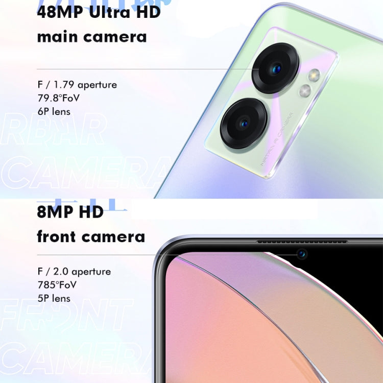 雙鏡頭後置，側邊指紋辨識，5000mAh 電池，6.58 吋 Realme UI 3.0 / Android 12 聯發科天璣 810 八核心最高 2.4GHz，網路：5G，支援 Google Play，12GB+256GB