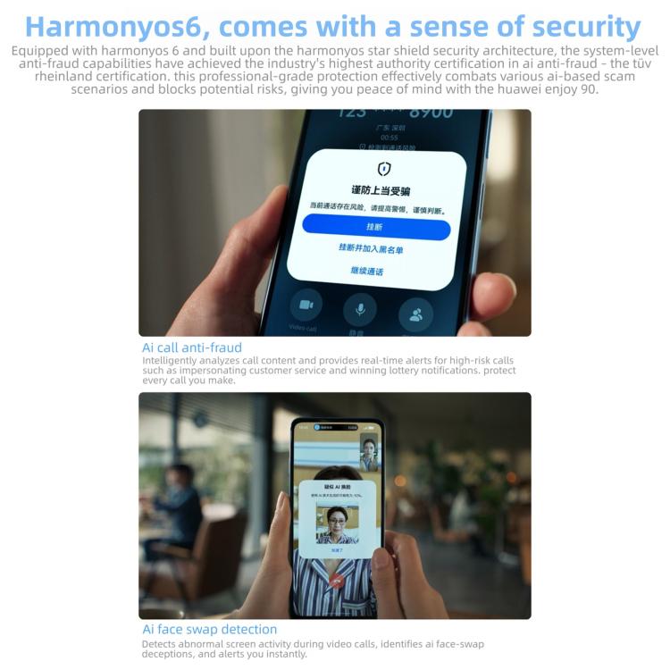 HUAWEI Enjoy 90，8GB+128GB，側邊指紋，6.67 吋 HarmonyOS 6.0 Kirin 8000A，OTG，不支援 Google Play，8GB+128GB